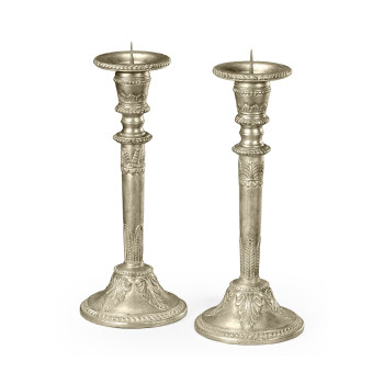 Pair of Neo-Classical Silver Gilded Candlesticks
