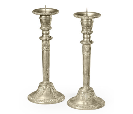 Pair of Neo-Classical Silver Gilded Candlesticks