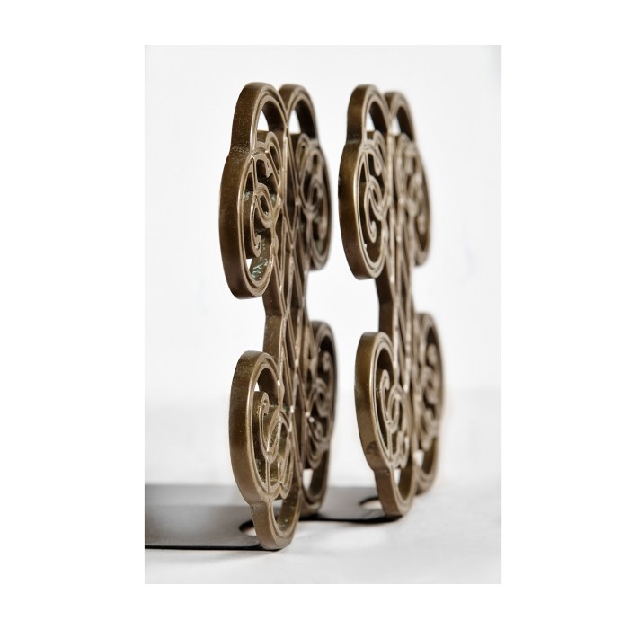 Pair of Patinated Brass Bookends