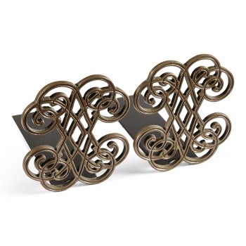 Pair of Patinated Brass Bookends