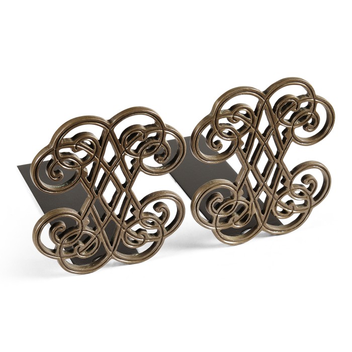 Pair of Patinated Brass Bookends