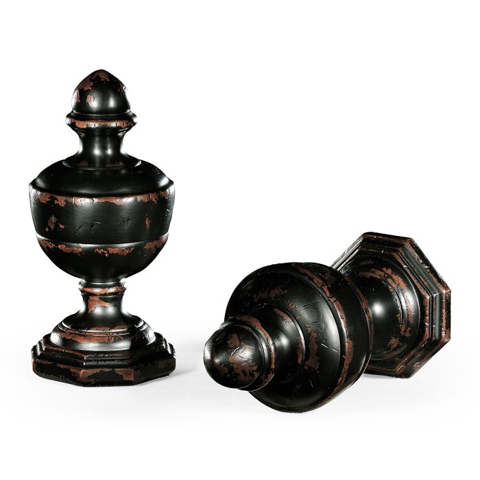 Pair of Honey Black Finials
