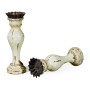 Pair of Large Painted Off-White Candlesticks