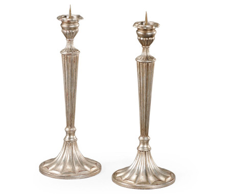 Pair of Fluted Silver Gilded Candlesticks