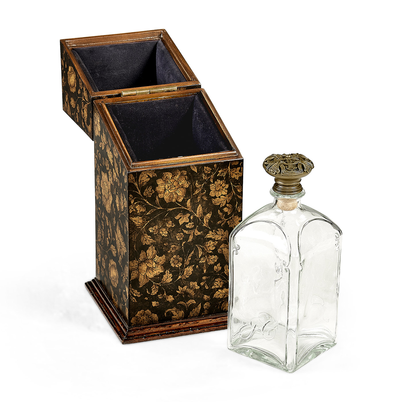 Single Glass Decanter & Black Chinoiserie Case