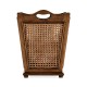 French Style Caned Walnut Waste Basket