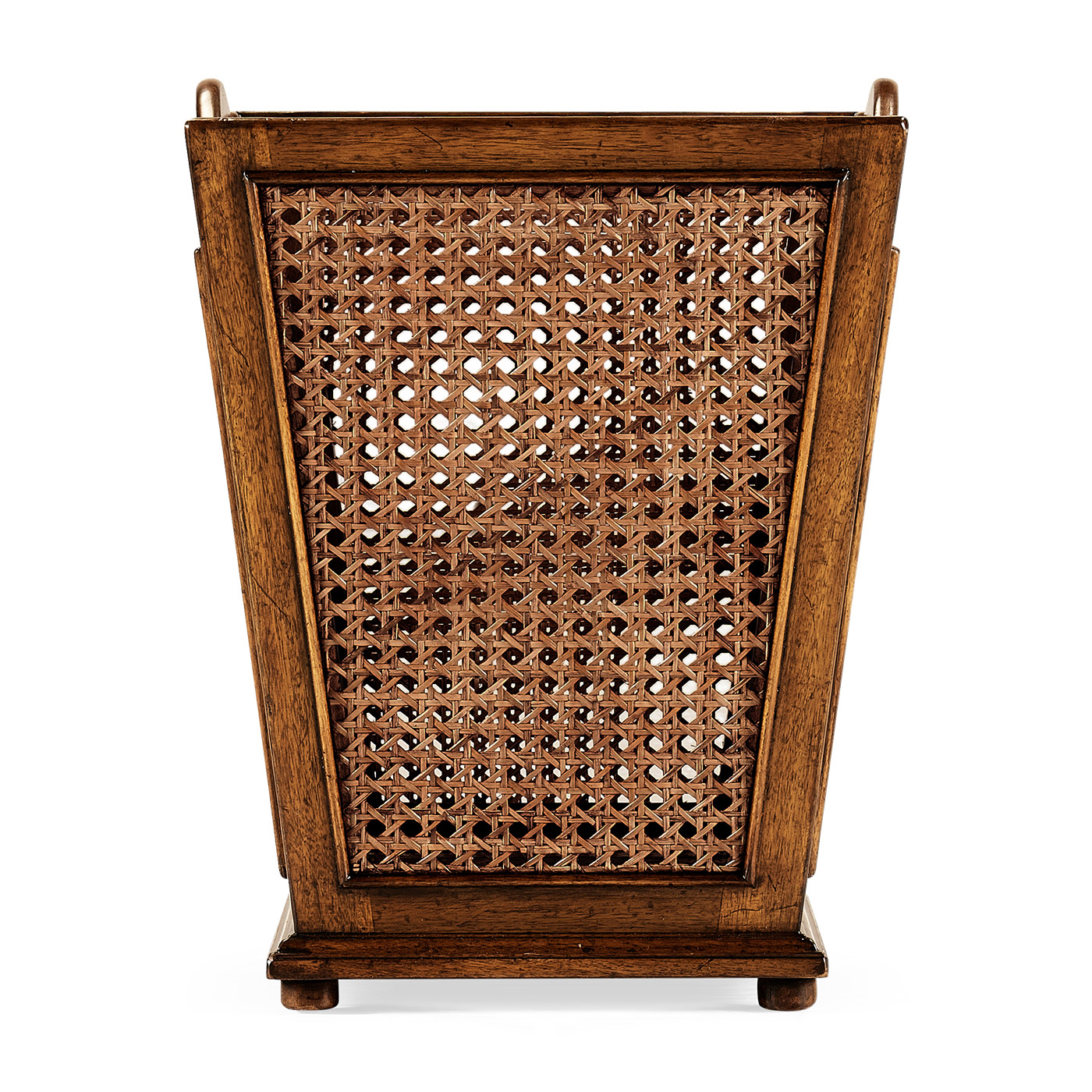 French Style Caned Walnut Waste Basket