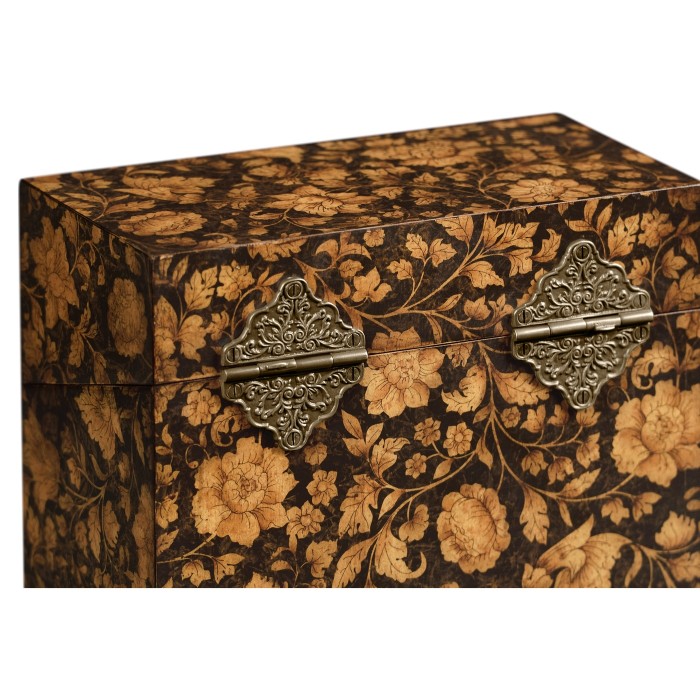 Pair of Glass Decanters & Black Chinoiserie Case
