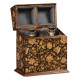 Pair of Glass Decanters & Black Chinoiserie Case
