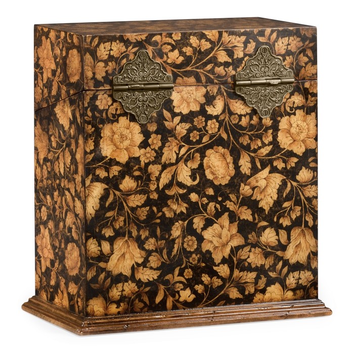 Pair of Glass Decanters & Black Chinoiserie Case