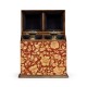 Pair of Glass Decanters & Red Chinoiserie Case