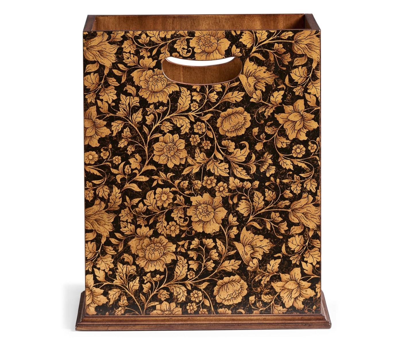 Square Black Chinoiserie Waste Basket