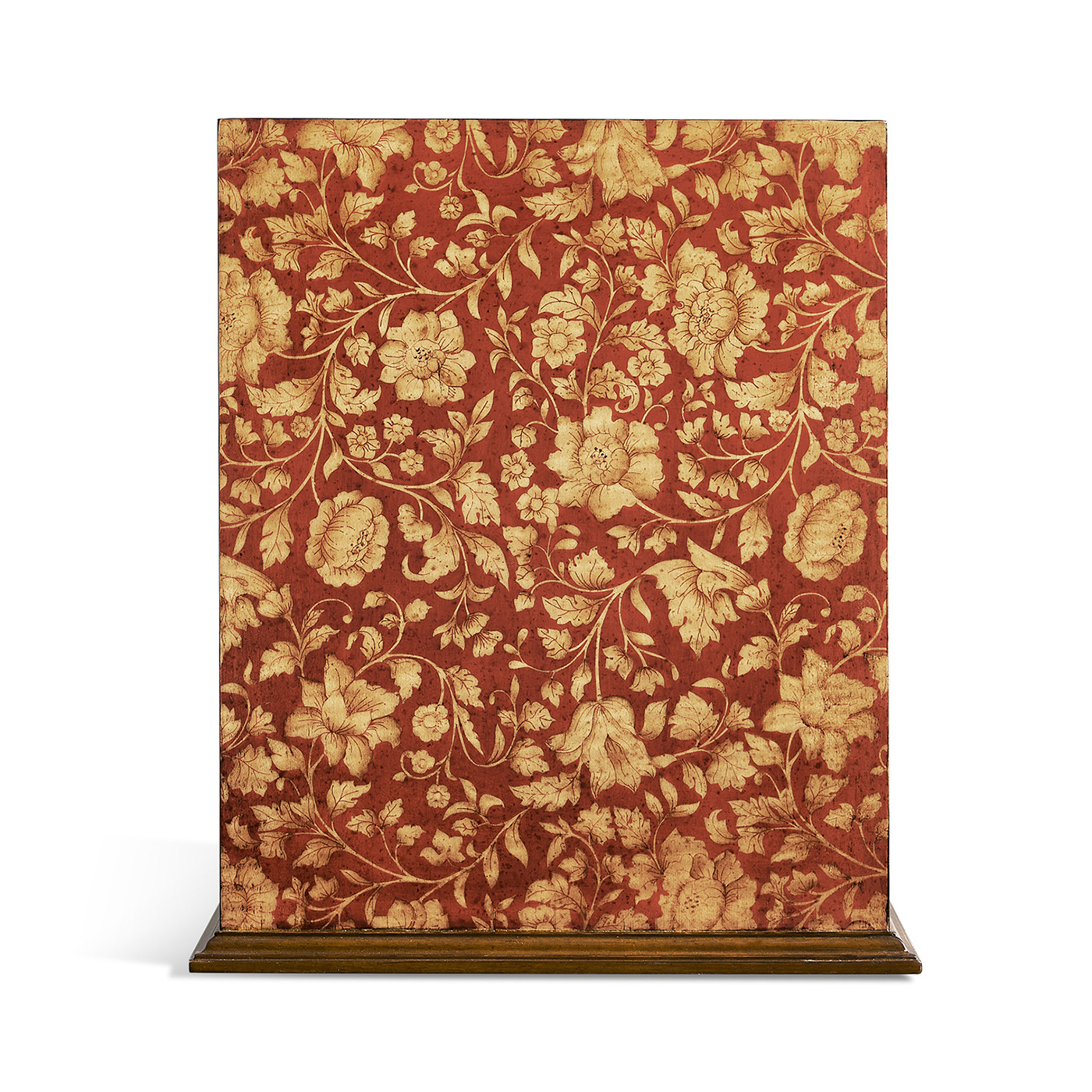 Square Red Chinoiserie Waste Basket