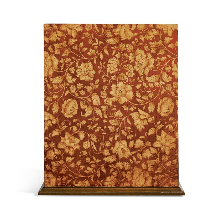 Square Red Chinoiserie Waste Basket