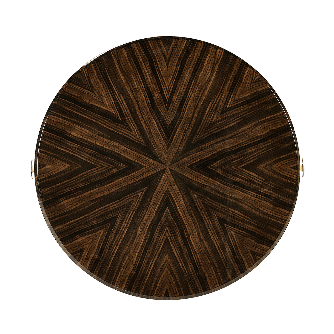 Round Art Deco Macassar Ebony High Lustre Side Table with Drawer