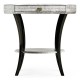 White Smoke Eggshell Round Side Table with Drawer