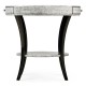 White Smoke Eggshell Round Side Table with Drawer