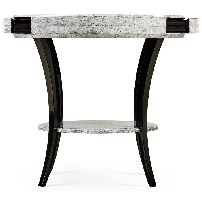 White Smoke Eggshell Round Side Table with Drawer