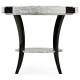 White Smoke Eggshell Round Side Table with Drawer