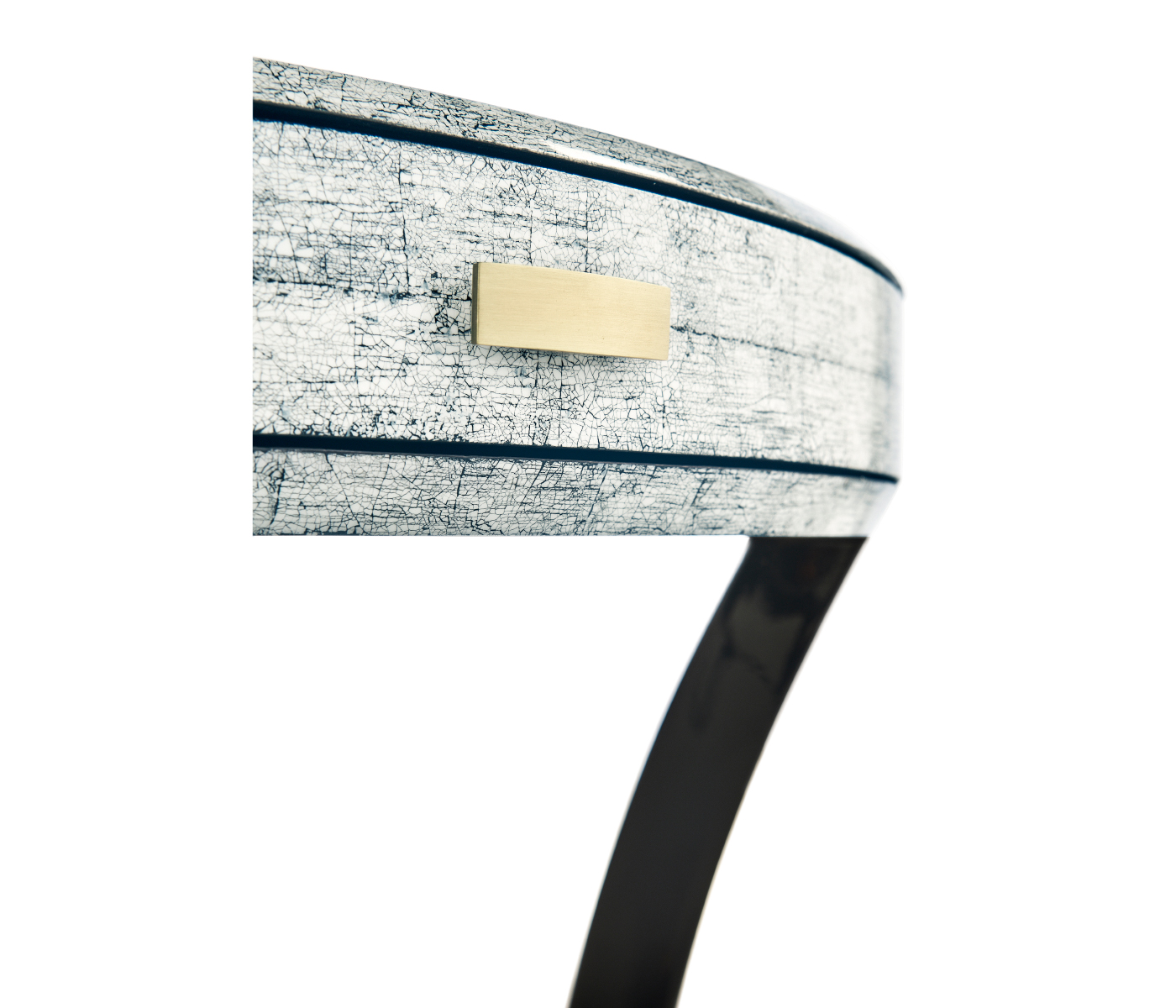 White Smoke Eggshell Round Side Table with Drawer