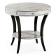 White Smoke Eggshell Round Side Table with Drawer