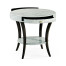 White Smoke Eggshell Round Side Table with Drawer