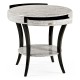 White Smoke Eggshell Round Side Table with Drawer