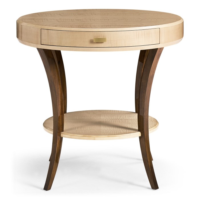 Art Deco Round Side Table with Drawer