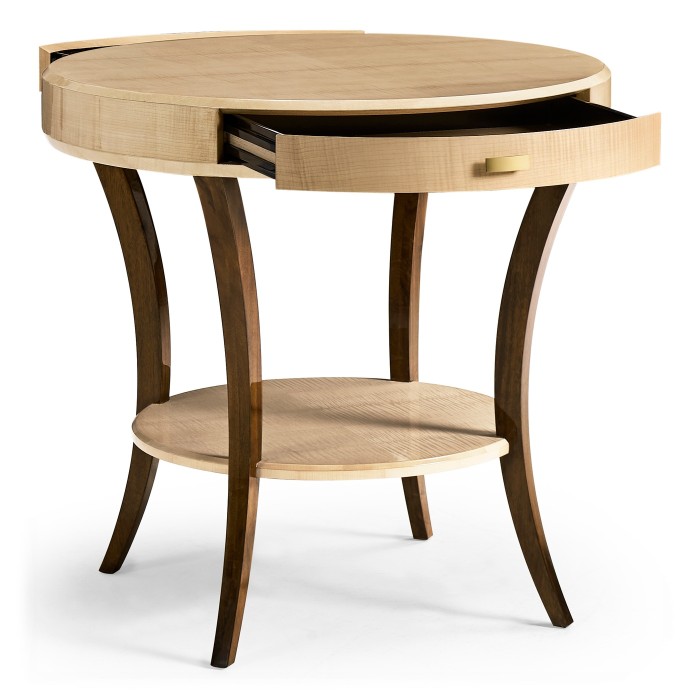 Art Deco Round Side Table with Drawer