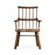 Rustic Dark Oak Country Arm Chair with A Dark Antique Chestnut Leather Seat