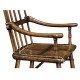 Rustic Dark Oak Country Arm Chair with A Dark Antique Chestnut Leather Seat