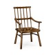 Rustic Dark Oak Country Arm Chair with A Dark Antique Chestnut Leather Seat