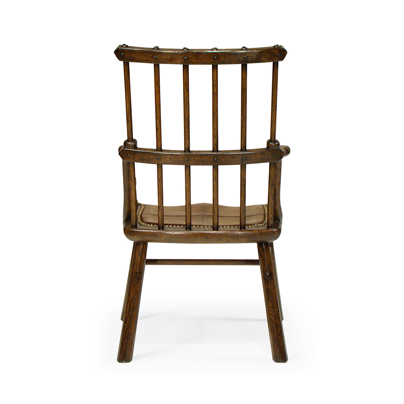 Rustic Dark Oak Country Side Chair With A Dark Antique Chestnut Leather Seat
