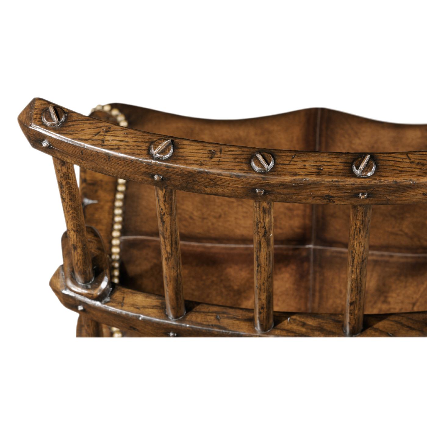 Rustic Dark Oak Country Side Chair With A Dark Antique Chestnut Leather Seat