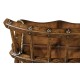 Rustic Dark Oak Country Side Chair With A Dark Antique Chestnut Leather Seat