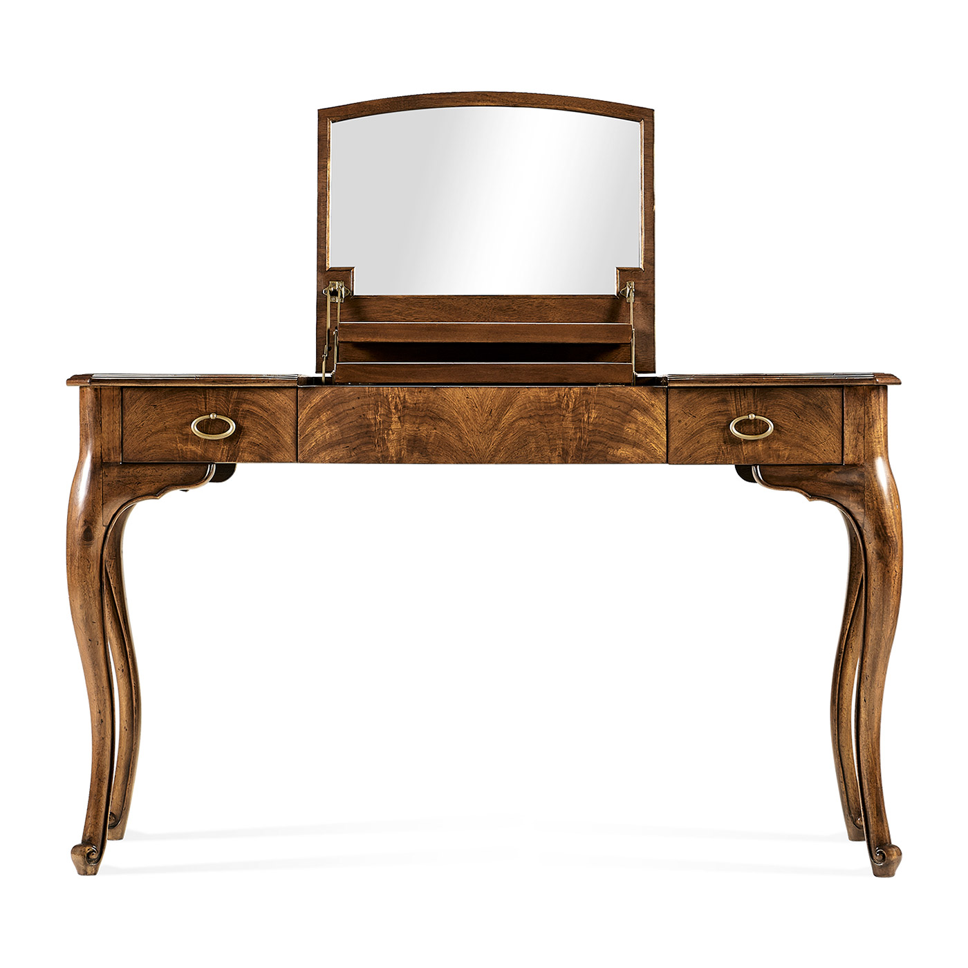 Dressing table with hinged mirror