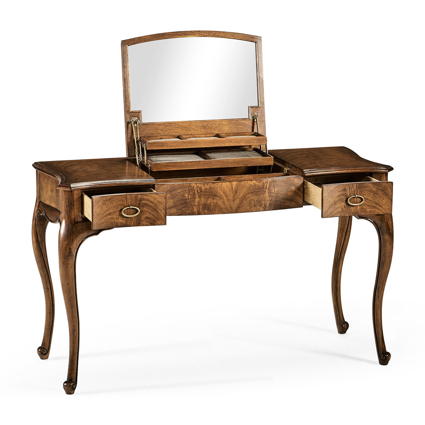 Dressing table with hinged mirror