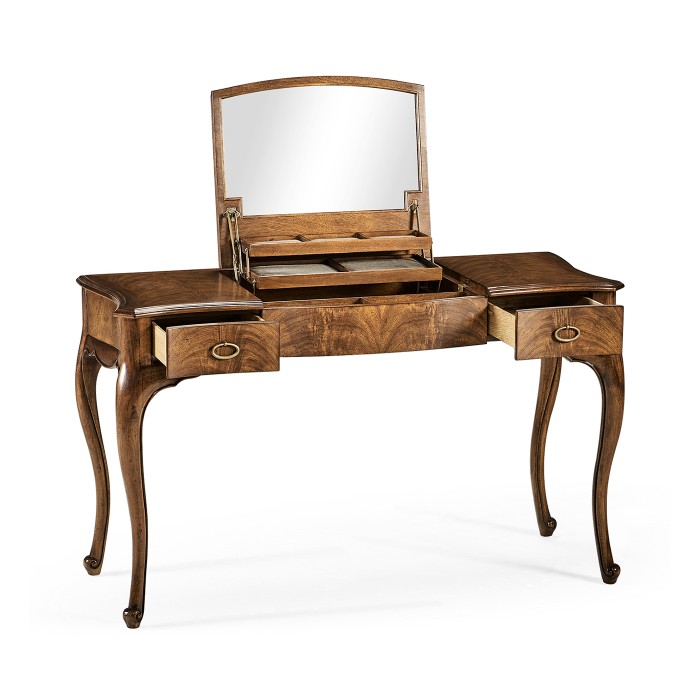 Dressing table with hinged mirror