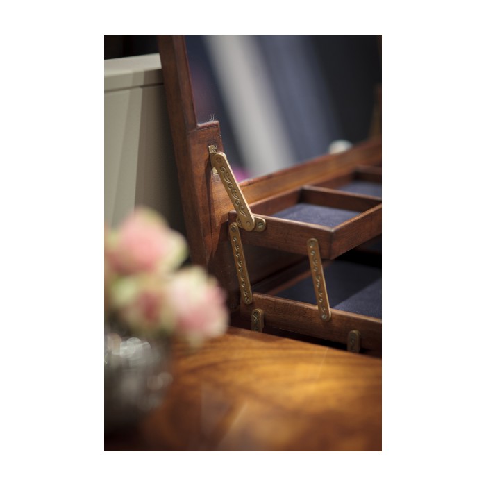 Dressing table with hinged mirror