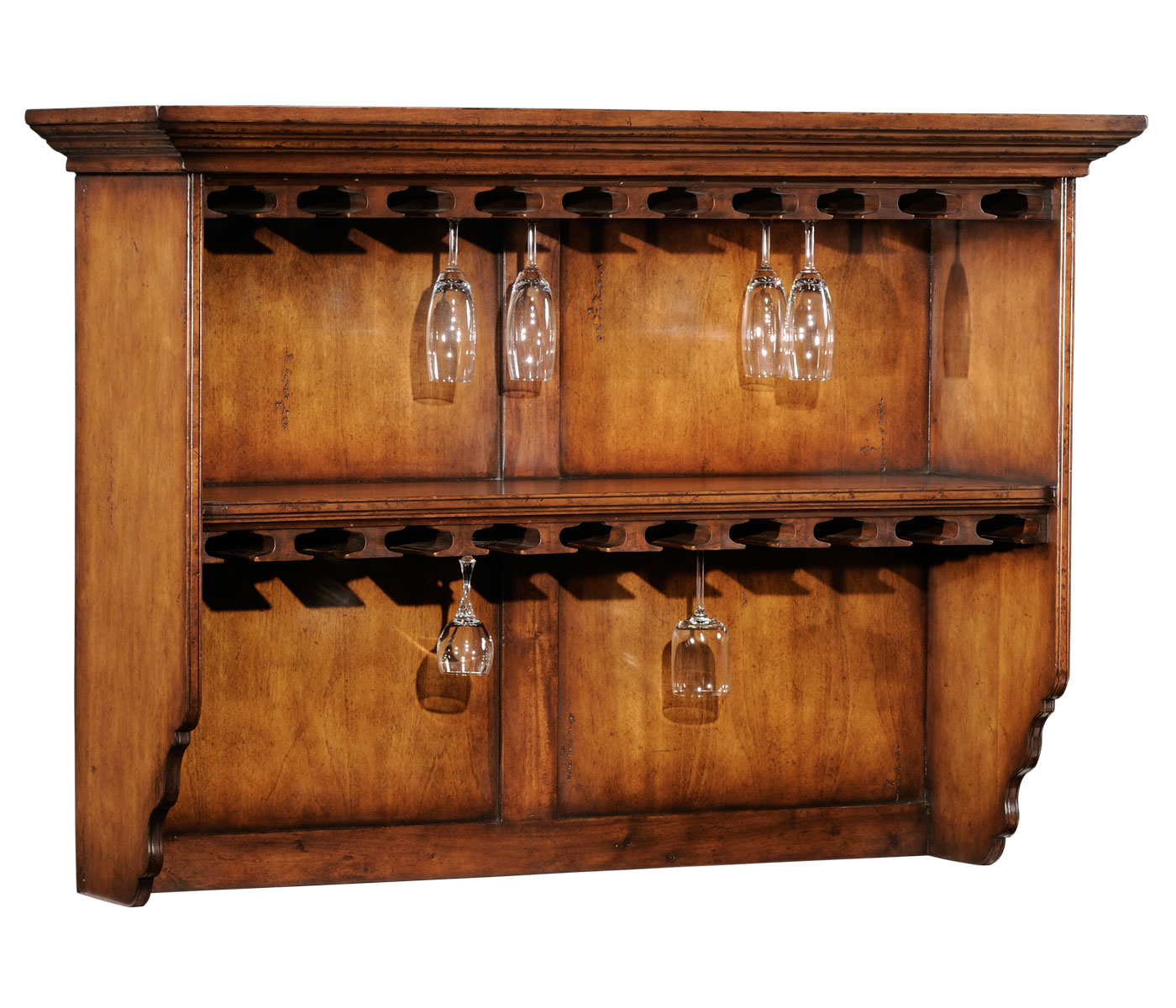 Hanging shelf with glass storage