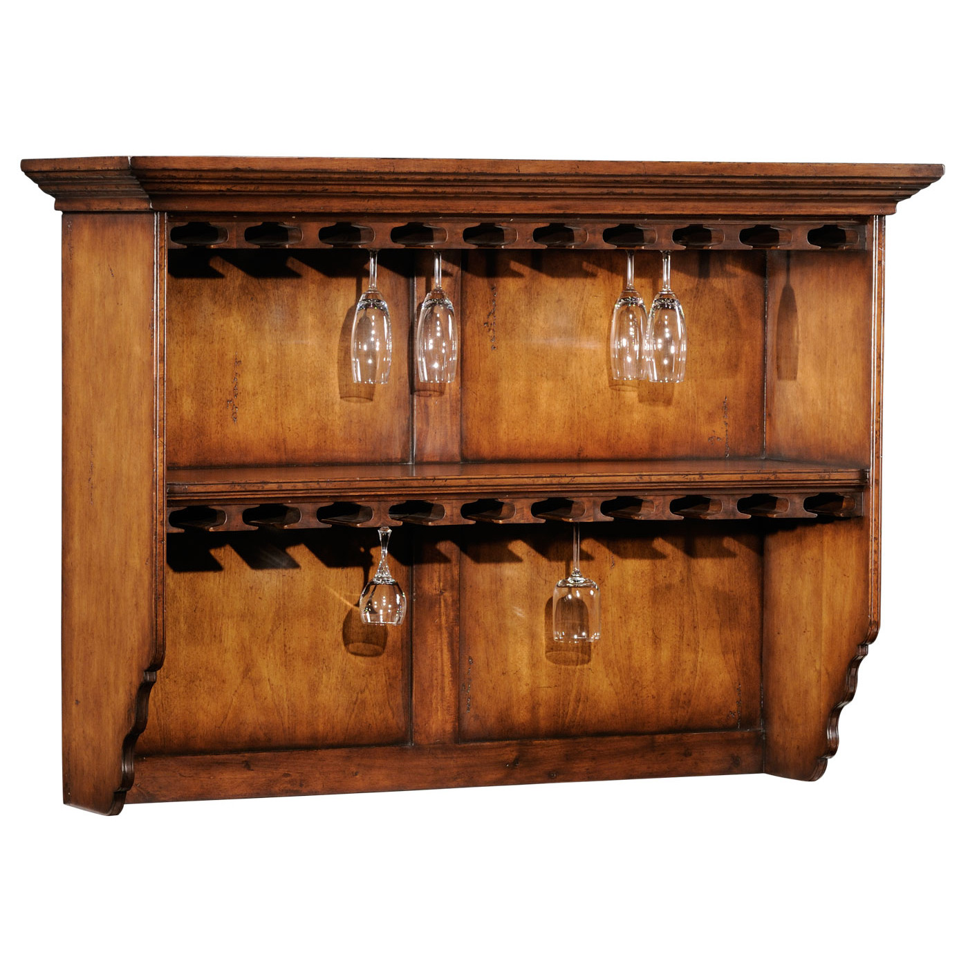 Hanging shelf with glass storage