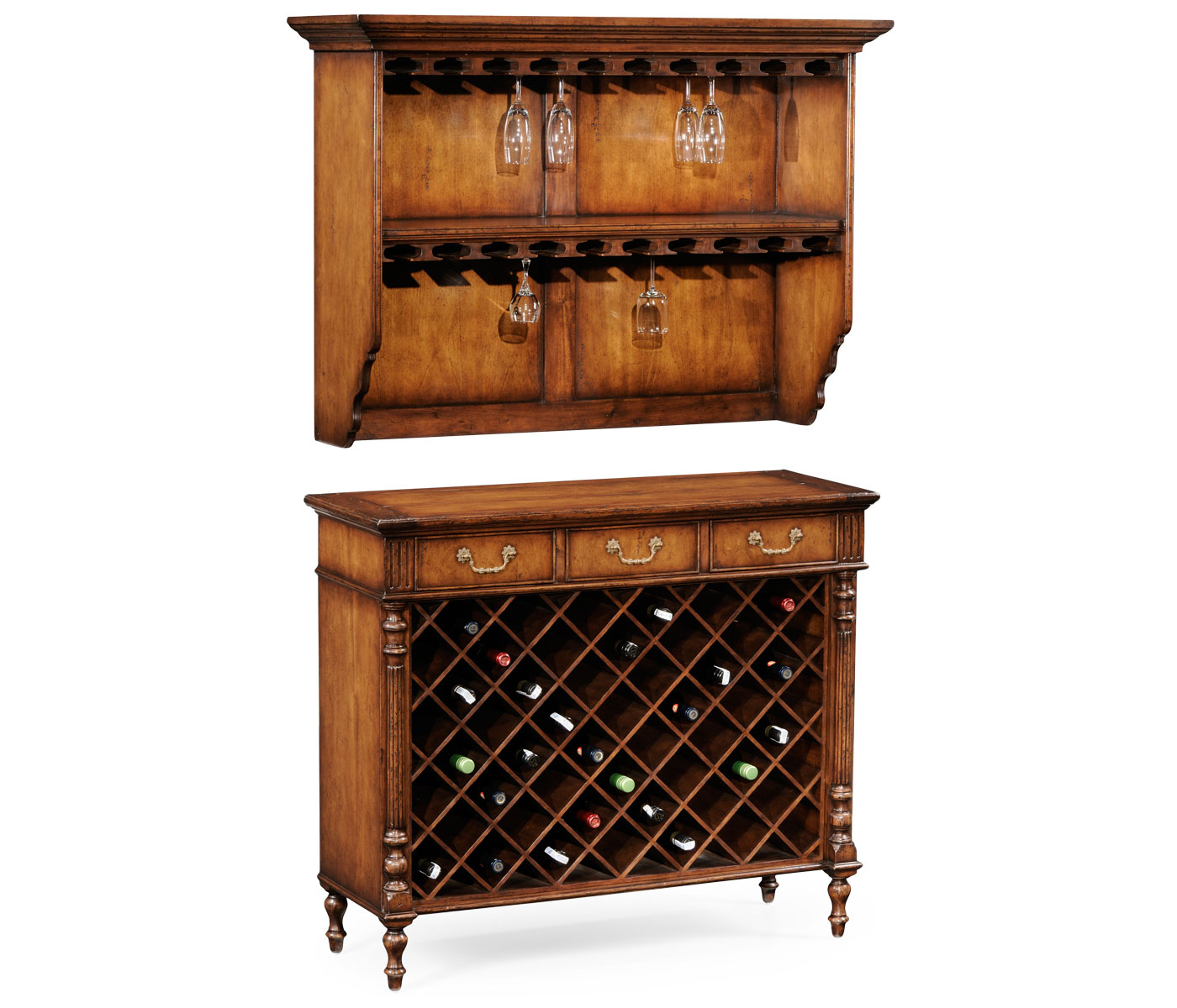 Hanging shelf with glass storage