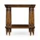 Square Walnut Side Table with Brass Capped Feet