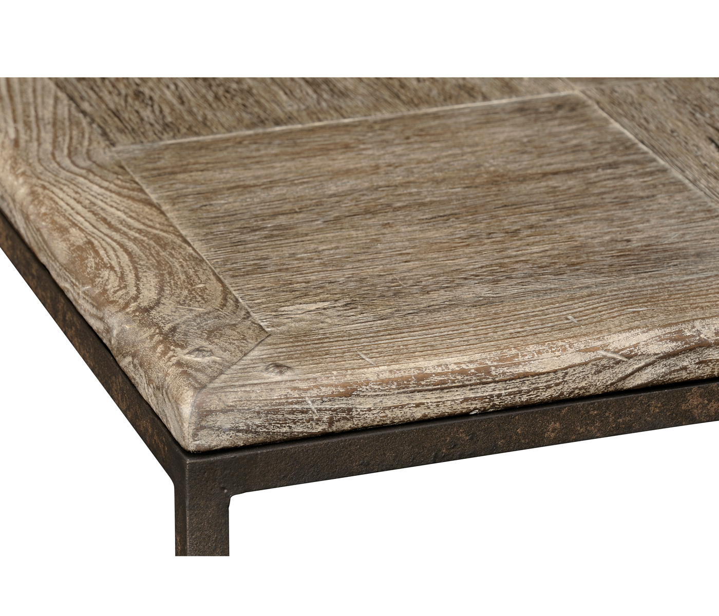 Limed oak & iron coffee table