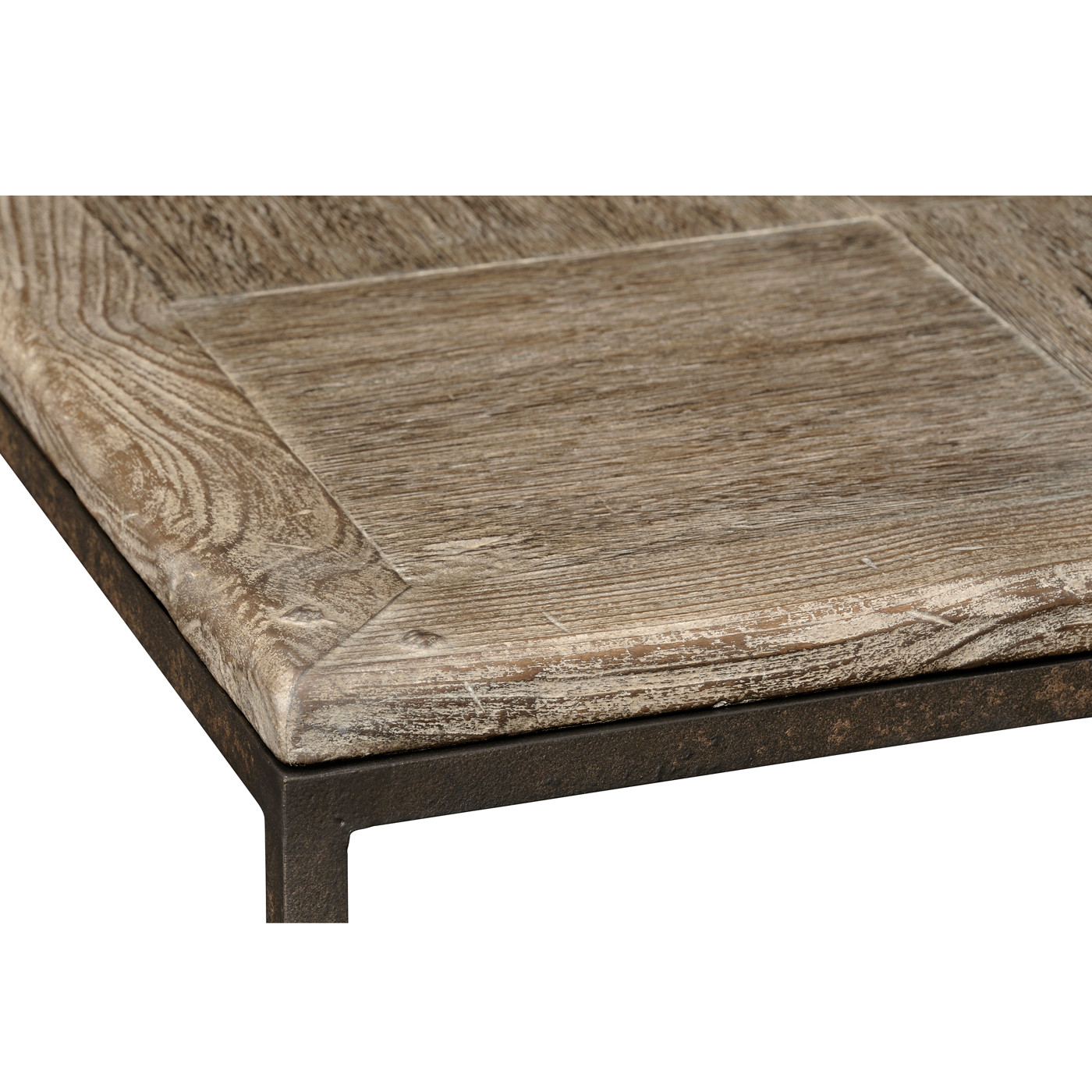 Limed oak & iron coffee table