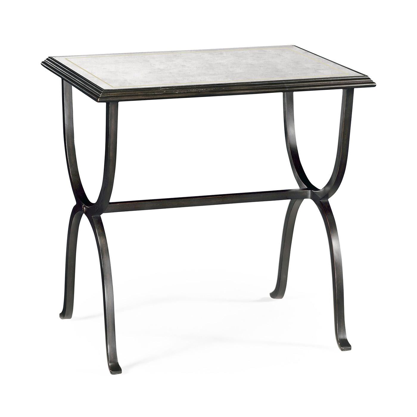 Églomisé & Bronze Iron Rectangular Side Table