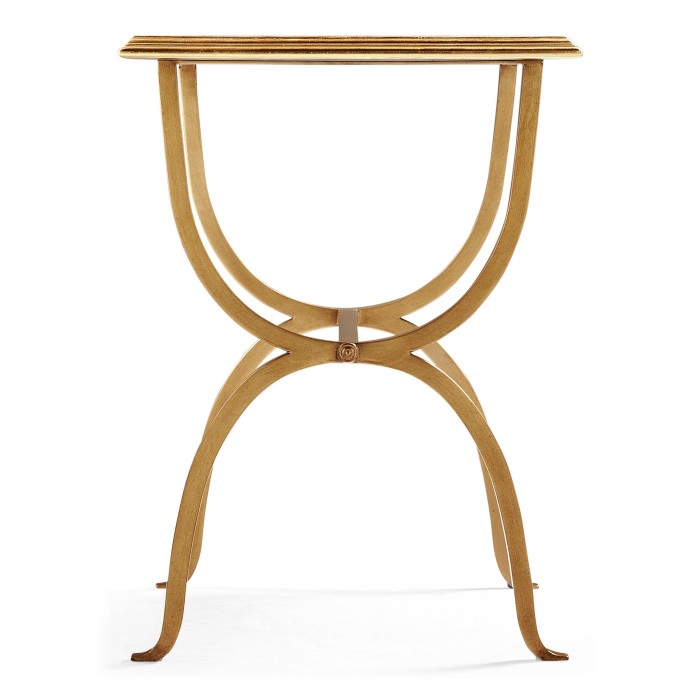 Églomisé & Gilded Iron Rectangular Side Table