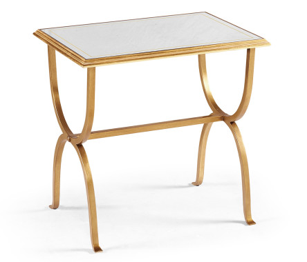 Églomisé & Gilded Iron Rectangular Side Table
