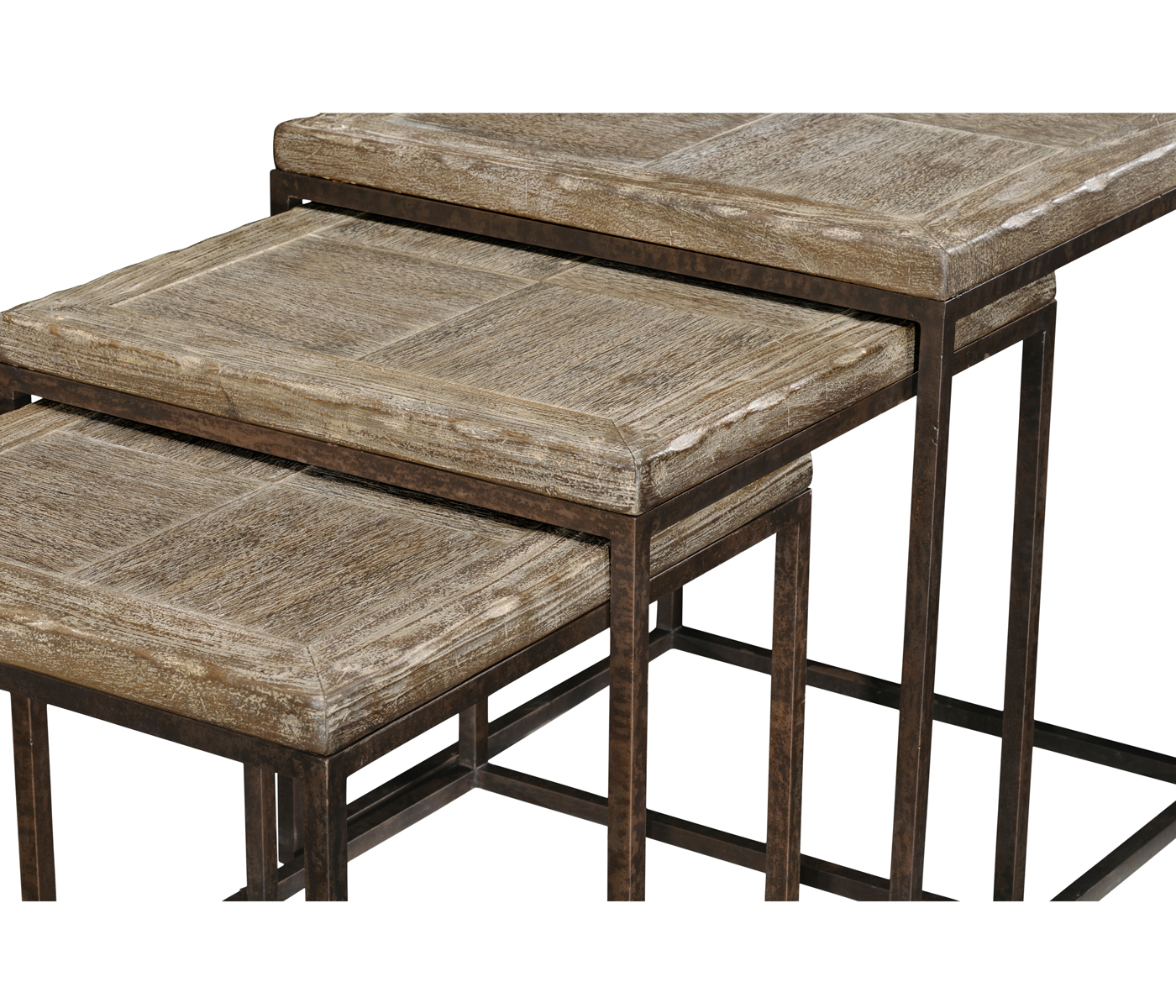 Limed iron nest of tables