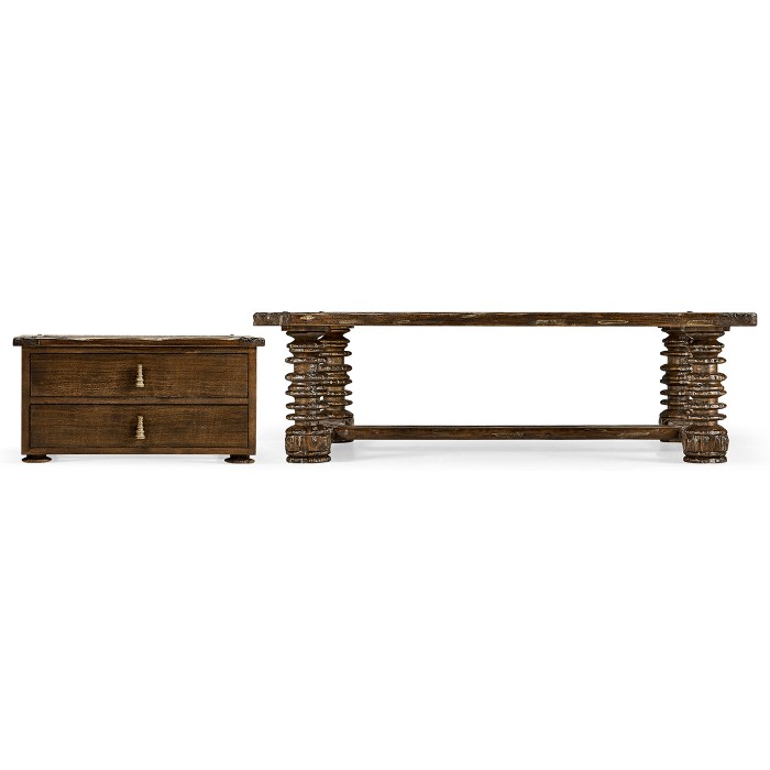 Turned Leg Heavy Distressed Games/Coffee Table
